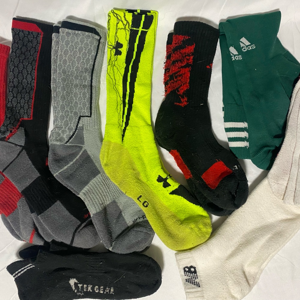 Lot of athletic socks- men’s, NB adidas under armor. 10 pair